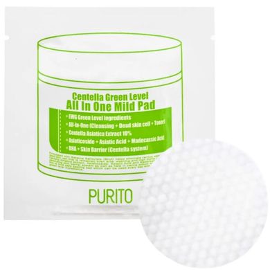 Пілінг-диски з екстрактом центелли Purito Centella Green Level All In One Mild Pad в каталозі BeautyMuse