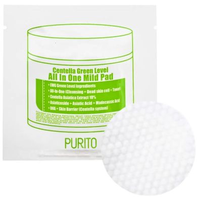 Пилинг-диски с экстрактом центеллы Purito Centella Green Level All In One Mild Pad в каталоге BeautyMuse