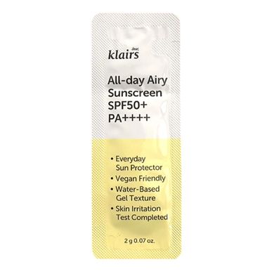 Сонцезахисний крем Dear, Klairs All-day Airy Sunscreen SPF50+ PA++++ в каталозі BeautyMuse