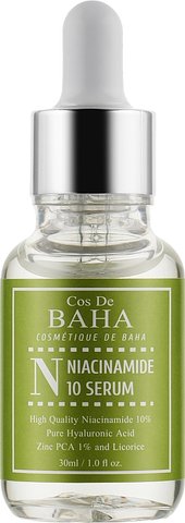 Сироватка з ніацинамідом та цинком Cos De BAHA 10% Niacinamide Serum with Zinc 1% в каталозі BeautyMuse