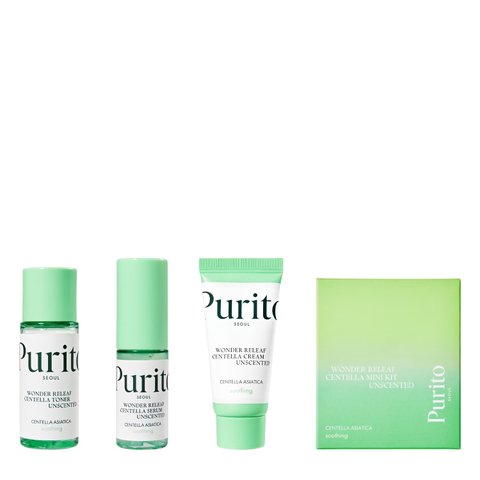 Набір мініатюр засобів з центелою без ефірних масел Purito Seoul Wonder Releaf Centella Mini Kit Unscented в каталозі BeautyMuse